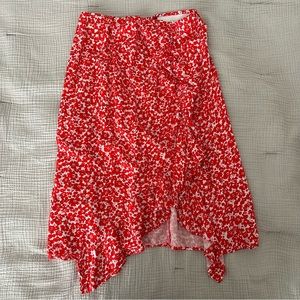 Red floral skirt